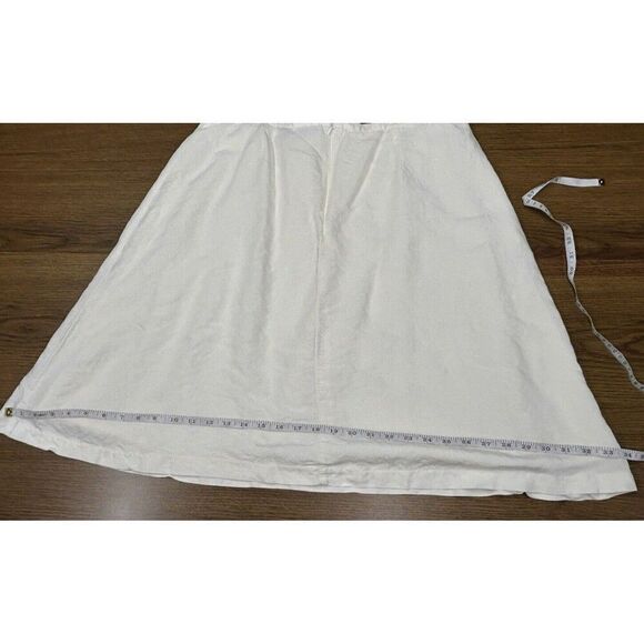 IZOD White LinenBlend Lined Skirt w/Floral Embroidery  Flowy Classic Feminine 16 - Picture 11 of 12